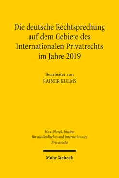 Sample cover of the publication series "Die deutsche Rechtsprechung auf dem Gebiete des internationalen Privatrechts"