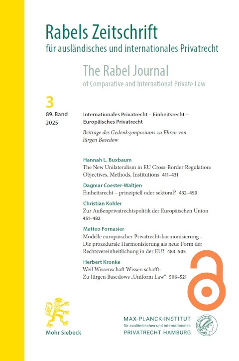 RabelsZ Cover Jahrgang 89 (2025) / Heft 3