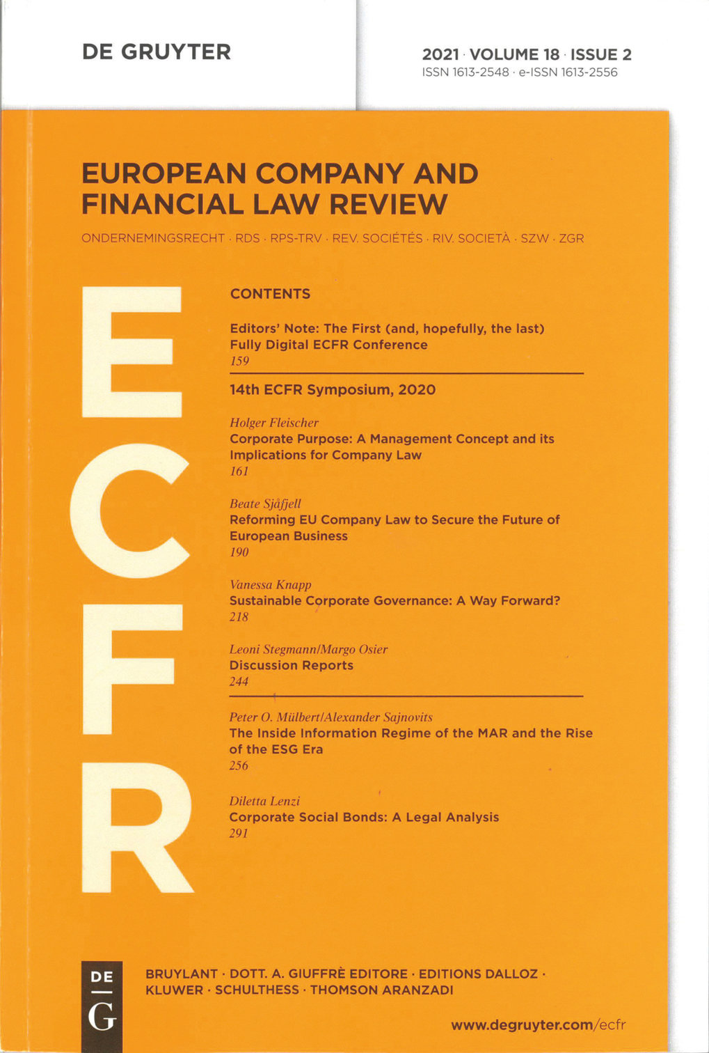 European Company and Financial Law Review