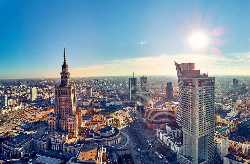 Warsaw skyline from above