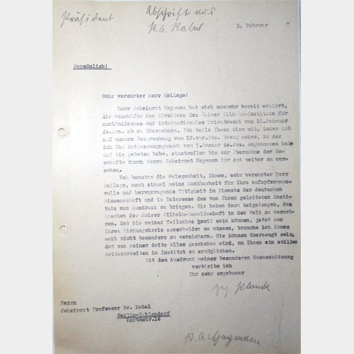 Schreiben Planck an Rabel