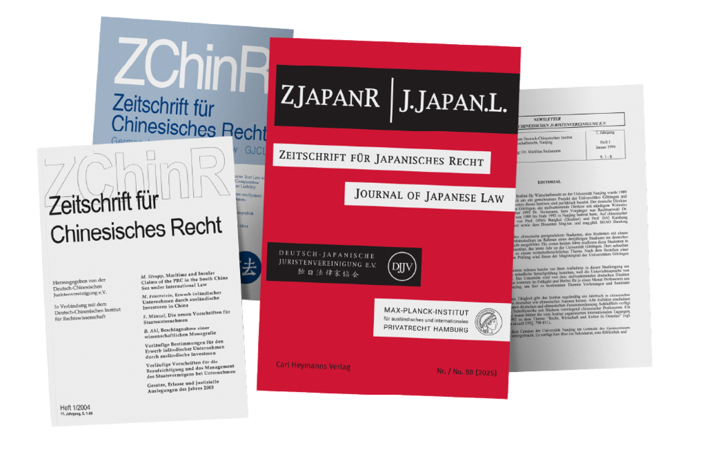 Seit 2004 gibt das Institut gemeinsam mit der Deutsch-Japanischen Juristenvereinigung die ZJapanR heraus. Diese versteht sich als internationales Periodikum für am japanischen Recht Interessierte, indem sie regelmäßig und zeitnah in westeuropäischen Sprachen dessen vielfältige Entwicklungslinien dokumentiert und analysiert. Die ZChinR wird von der Deutsch-Chinesischen Juristenvereinigung gemeinsam mit dem Deutsch-Chinesischen Institut für Rechtswissenschaft in Nanjing herausgegeben, seit 2015 in Zusammenarbeit mit dem Max-Planck-Institut. Die Zeitschrift publiziert Berichte und Analysen zu aktuellen Rechtentwicklungen in China sowie Übersetzungen der wichtigsten neuen chinesischen Gesetze