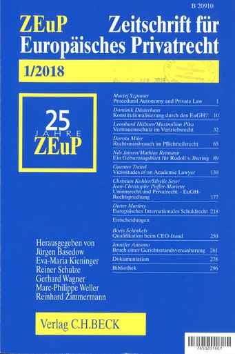 Zeitschrift für europäisches Privatrecht (Link) Zeitschrift für europäisches Privatrecht (Link)