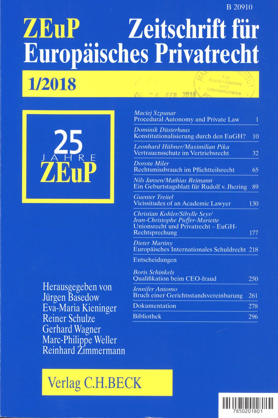 Zeitschrift für europäisches Privatrecht (Link)