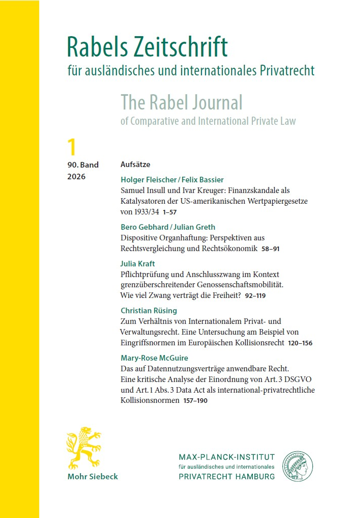 RabelsZ Cover Jahrgang 90 (2026) / Heft 1