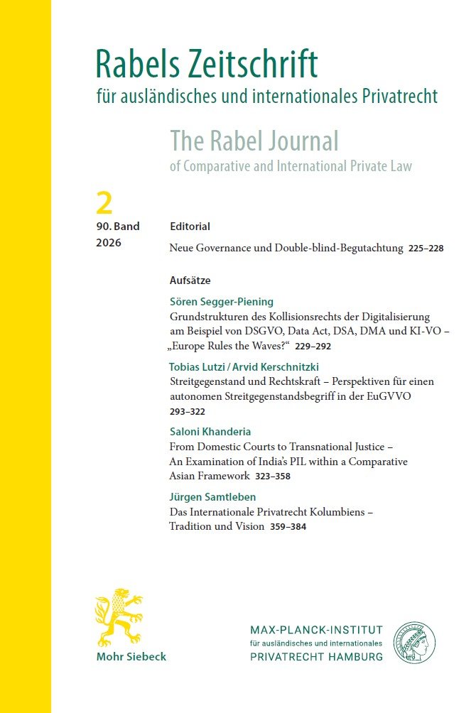 RabelsZ Cover Jahrgang 90 (2026) / Heft 2
