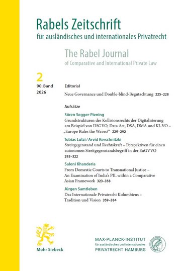 RabelsZ Cover Jahrgang 90 (2026) / Heft 2