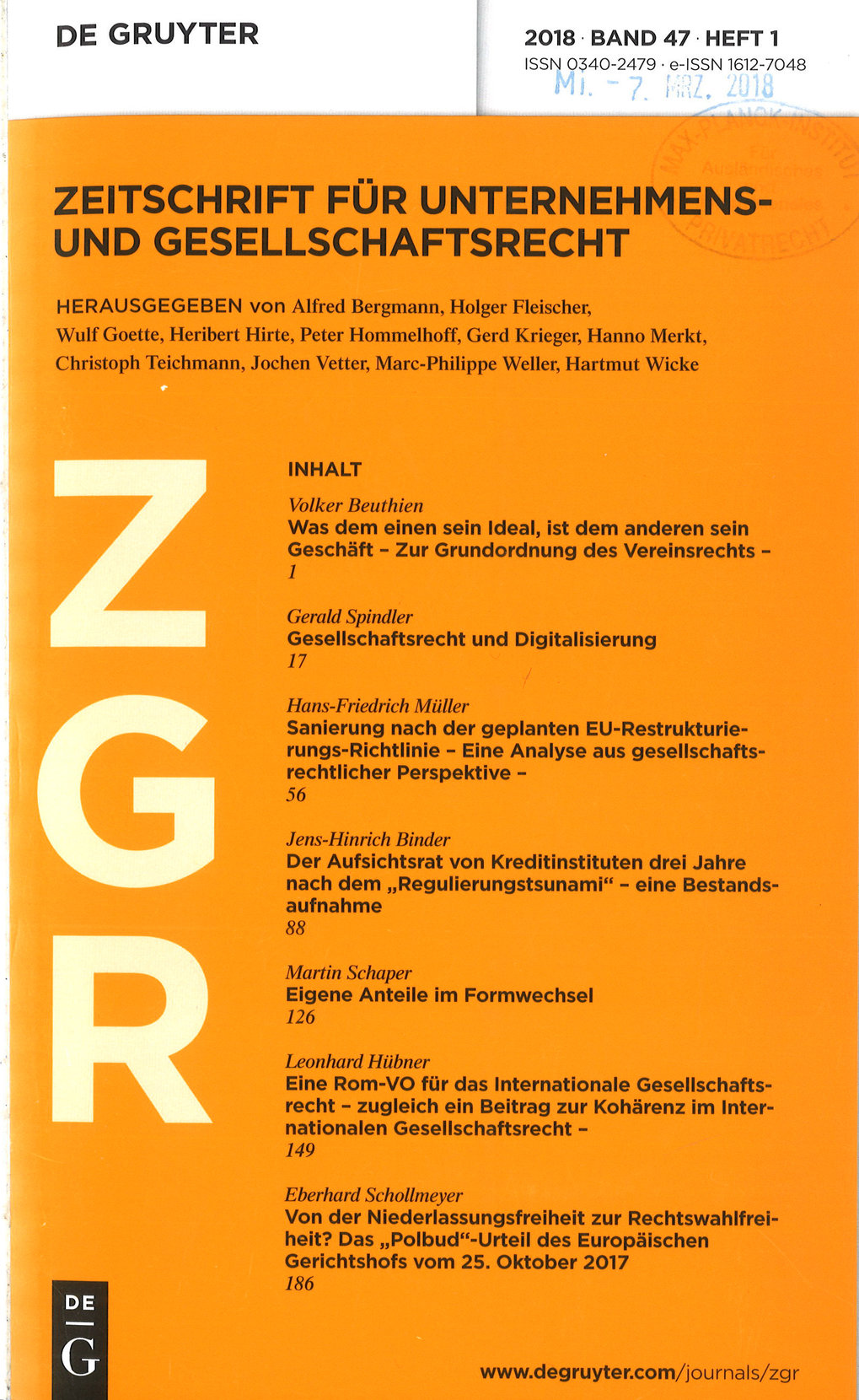 Zeitschrift für Unternehmens- und Gesellschaftsrecht